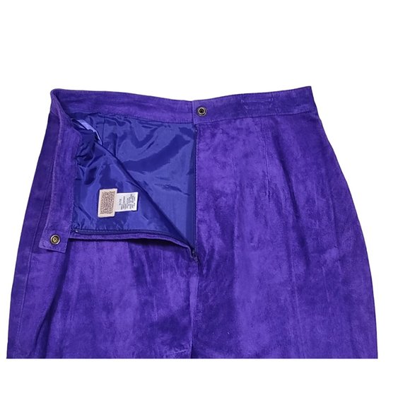 International Leather Collection Suede Pencil Skirt Royal Purple Large 11/12 - Picture 3 of 6
